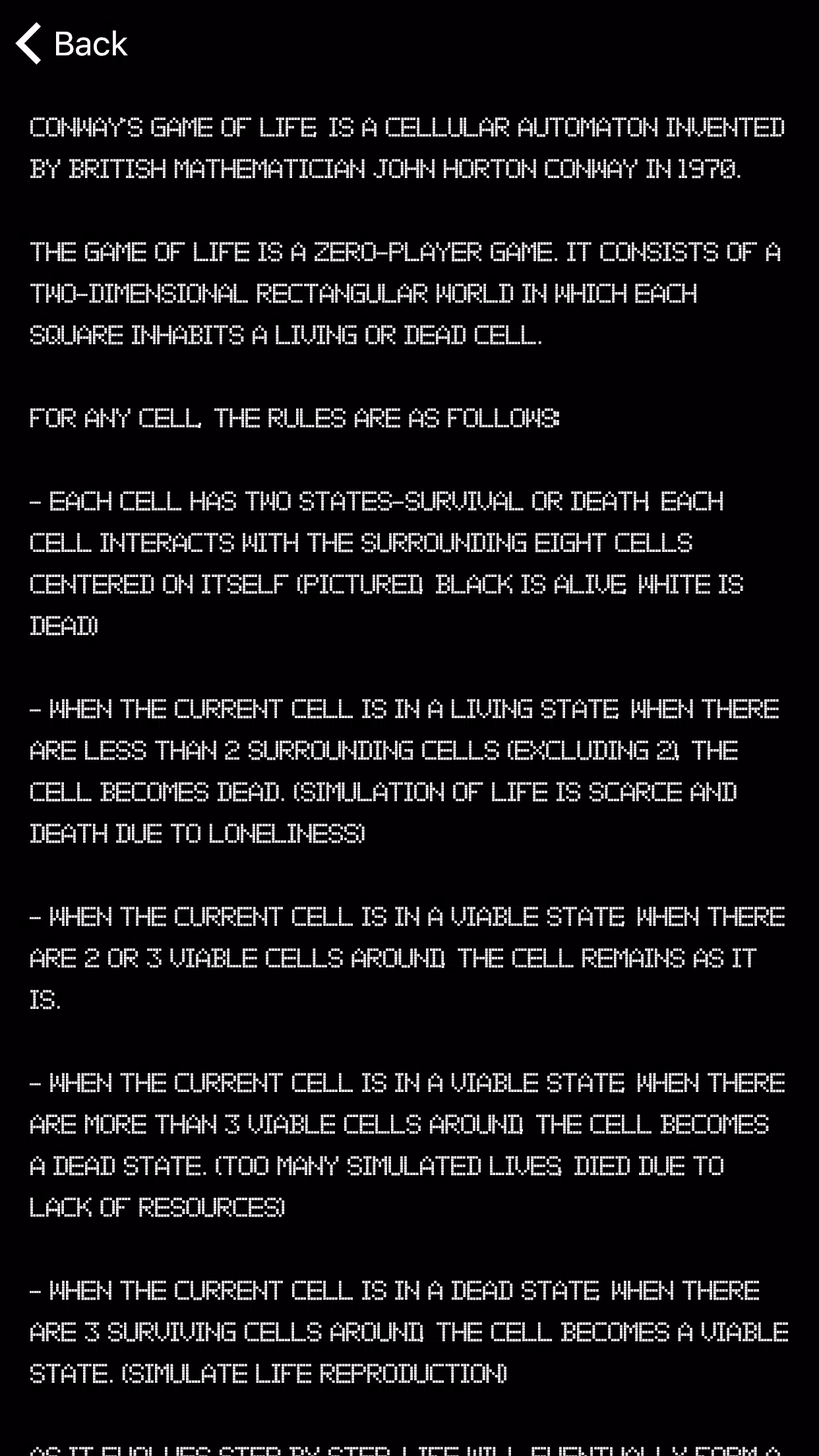 Conway's Game of Life スクリーンショット