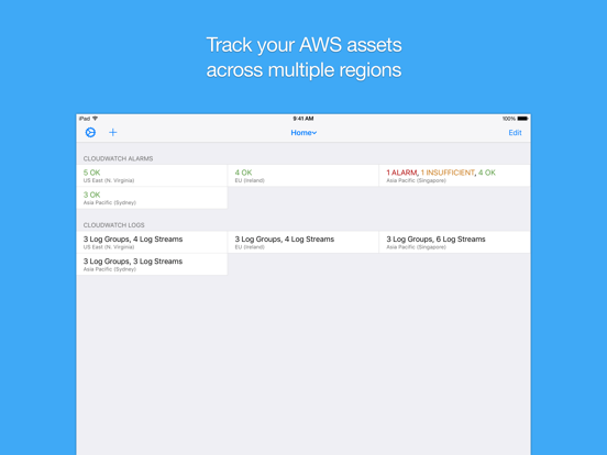 Zrzuty ekranu Cloud Console for AWS iPad