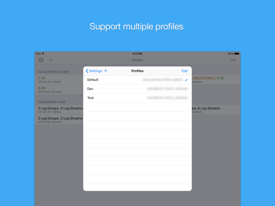 Zrzuty ekranu Cloud Console for AWS iPad