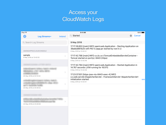 Zrzuty ekranu Cloud Console for AWS iPad