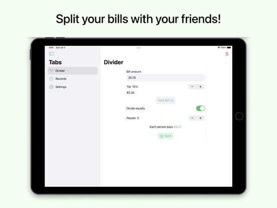 Bill Divider: Split the bill iPad Screenshots
