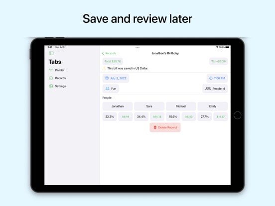 Bill Divider: Split the bill iPad Screenshots