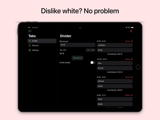 Bill Divider: Split the bill iPad Screenshots