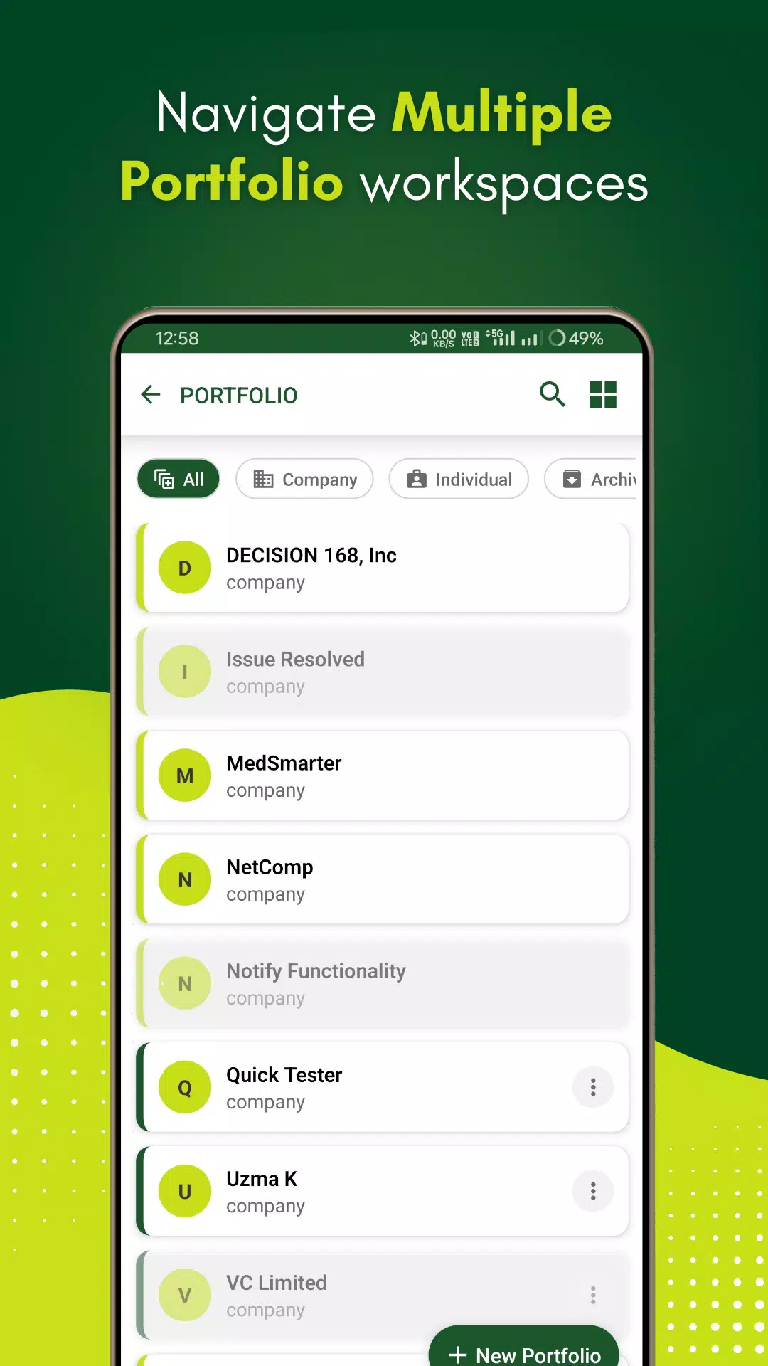 DECISION 168 - Work Management Screenshots