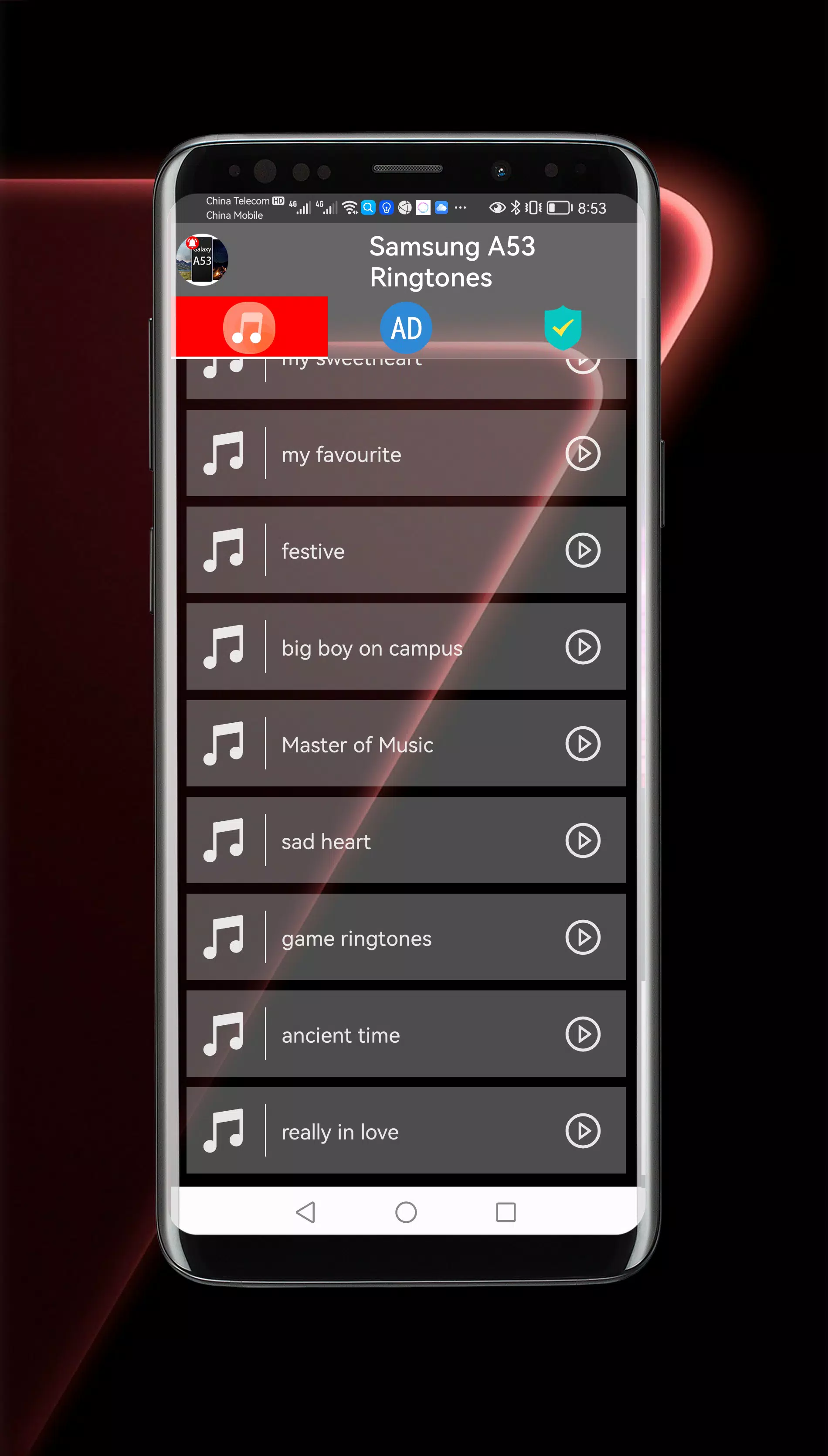 Samsung Galaxy A53 Ringtones Screenshots