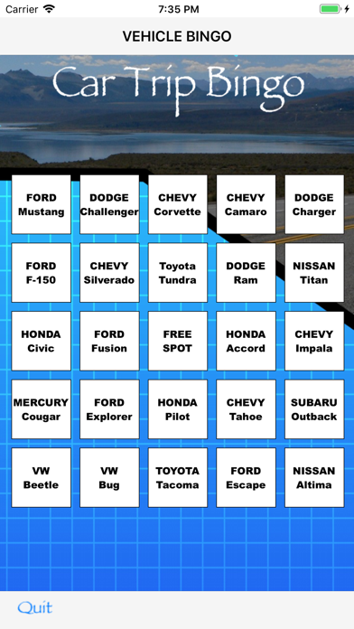Car Trip Bingo Screenshots