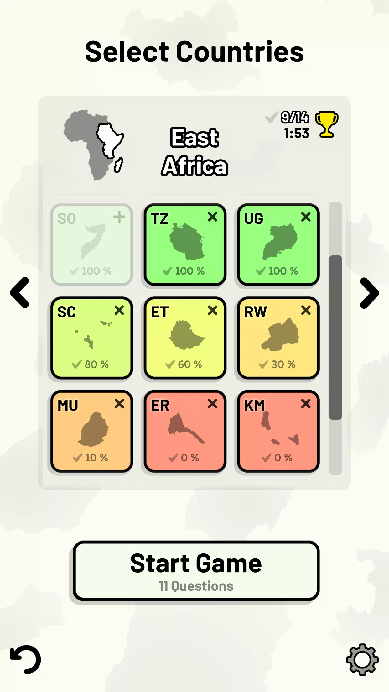 Countries of Africa Quiz Screenshots