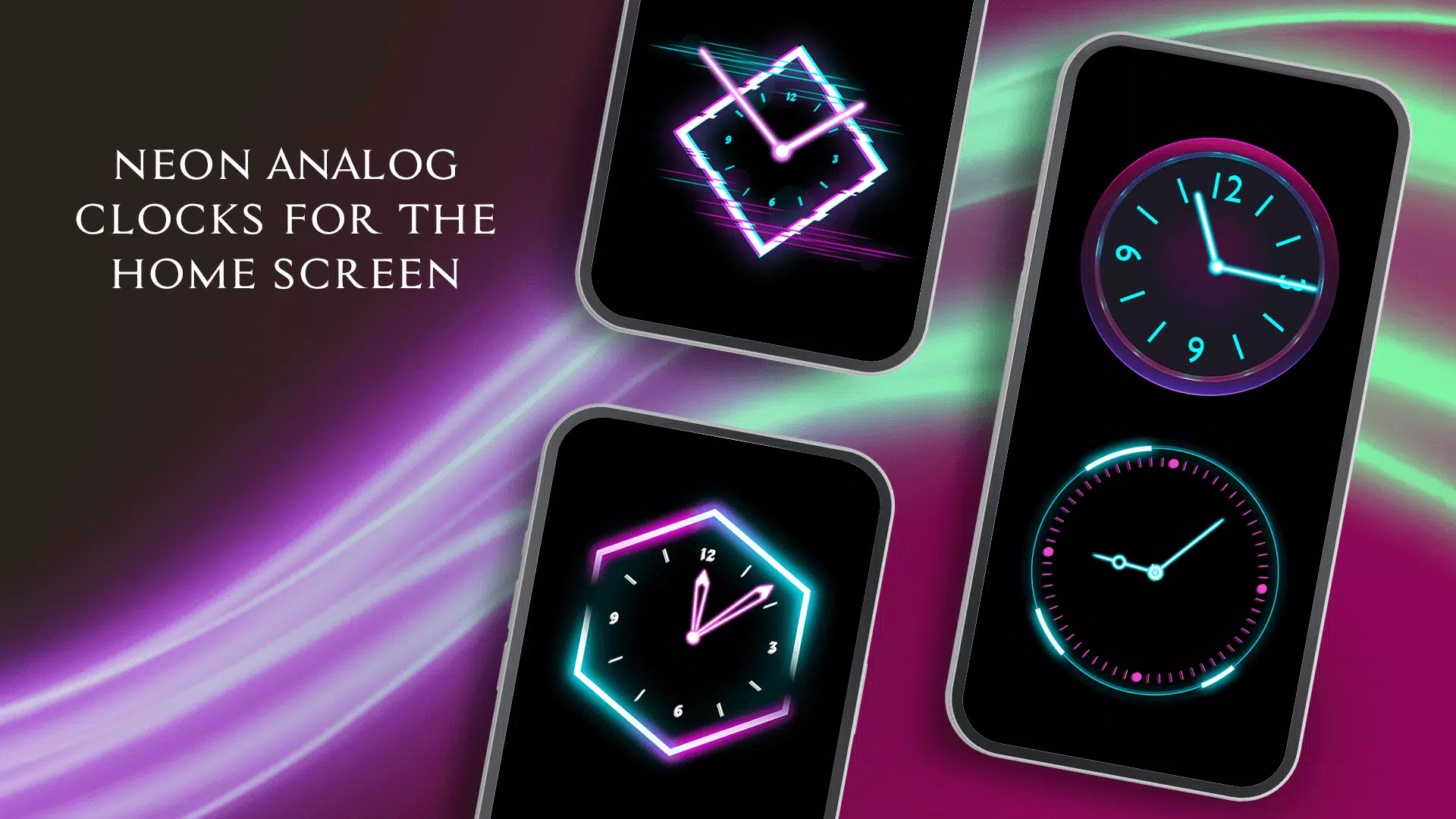 Neon Glow Analog Clock Widget Screenshots