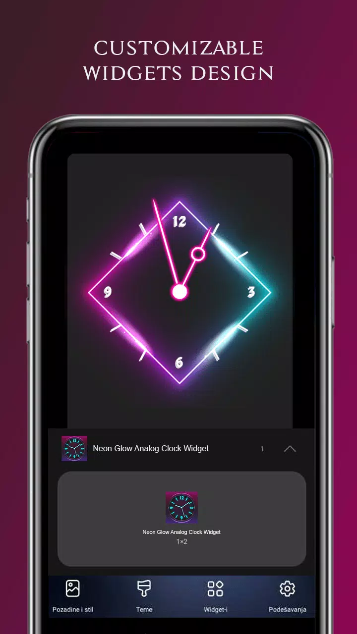 Neon Glow Analog Clock Widget Screenshots