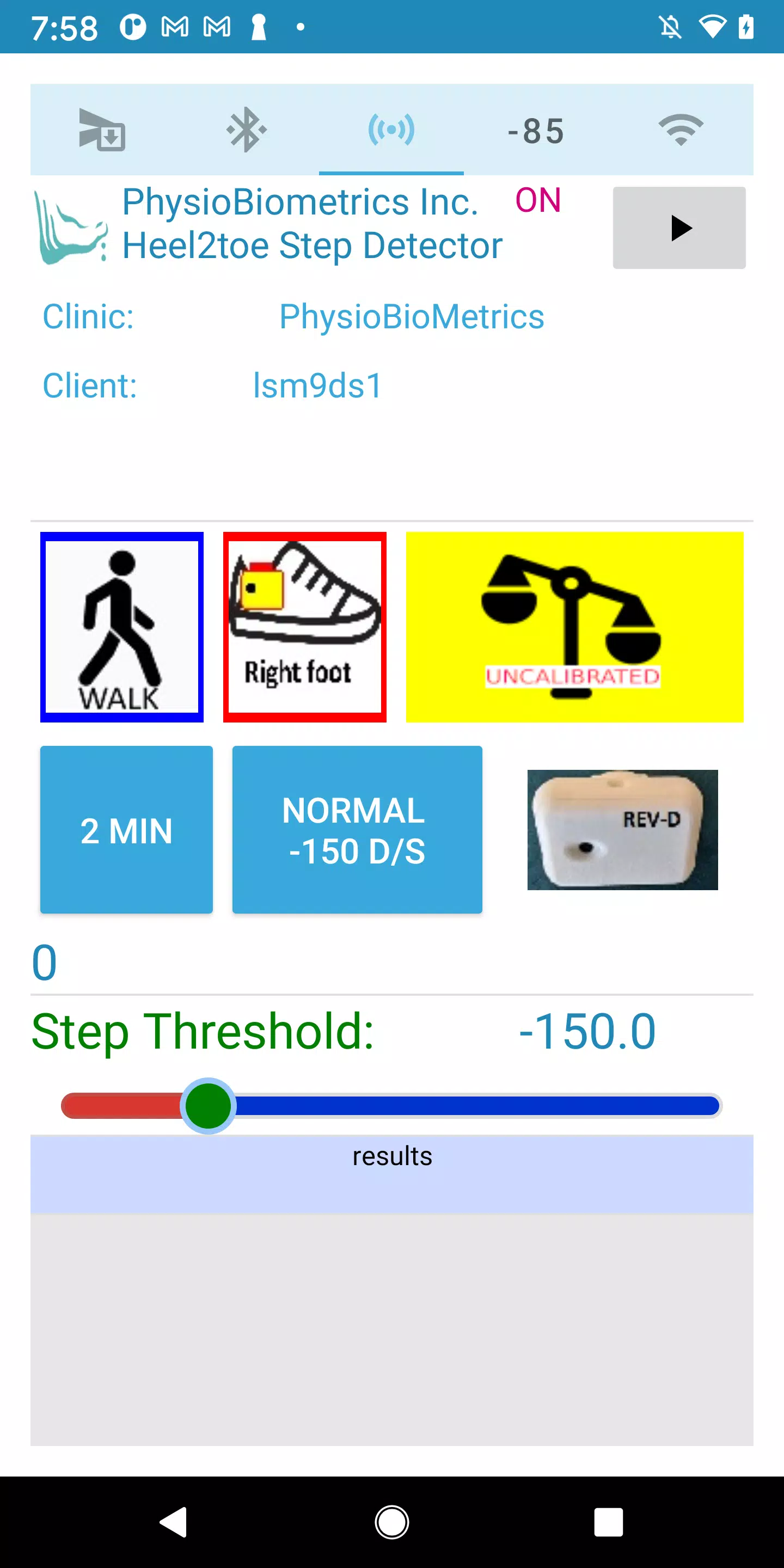 Heel2Toe Step Analyzer Screenshots