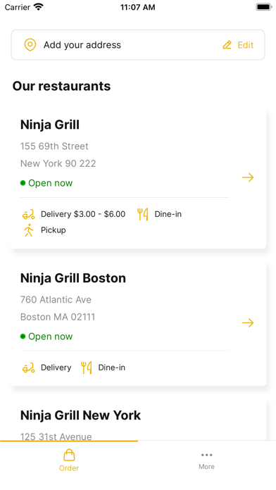 Tangkapan layar My Restaurant Client App