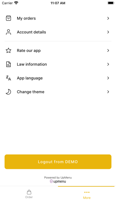 Tangkapan layar My Restaurant Client App