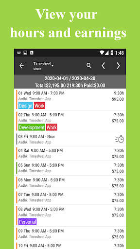 Timesheet - Work Hours Tracker Screenshots