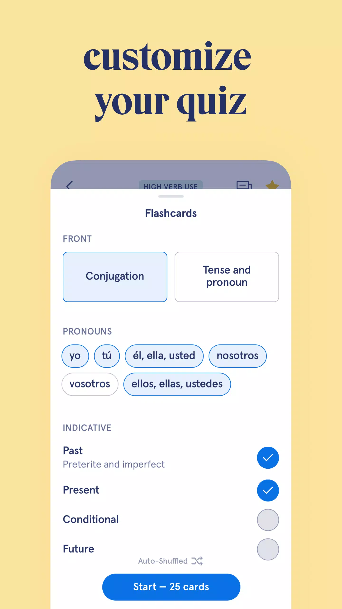 Visual Verbs: Spanish Verb App Screenshots