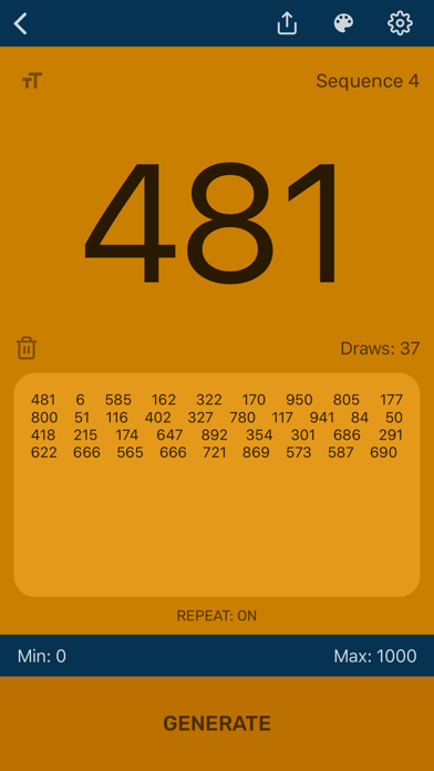 Random Number Generator App Screenshots