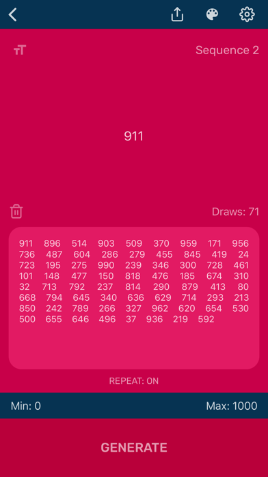Random Number Generator App Screenshots