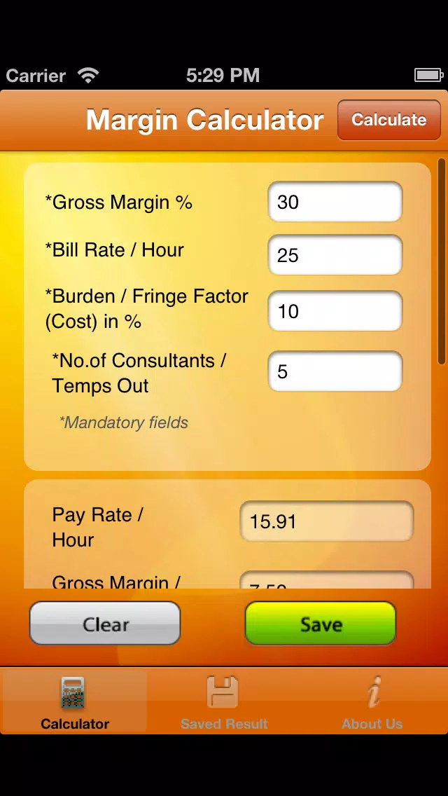 Gross Margin Calculator Screenshots