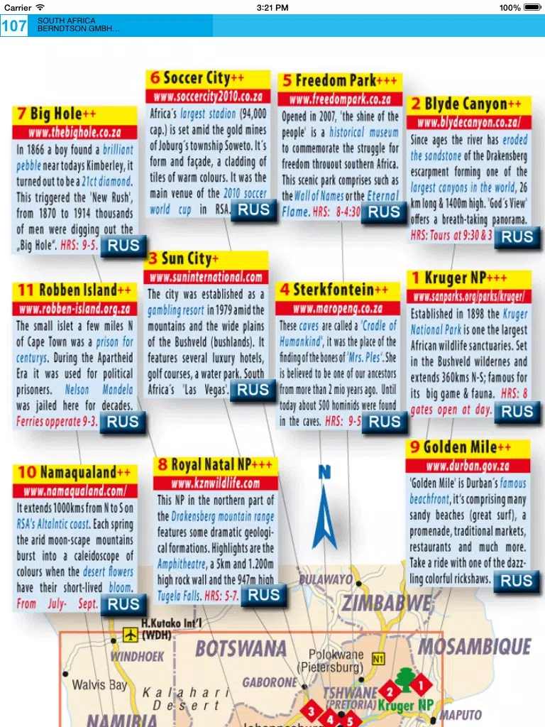 South Africa. Road map. iPad Screenshots