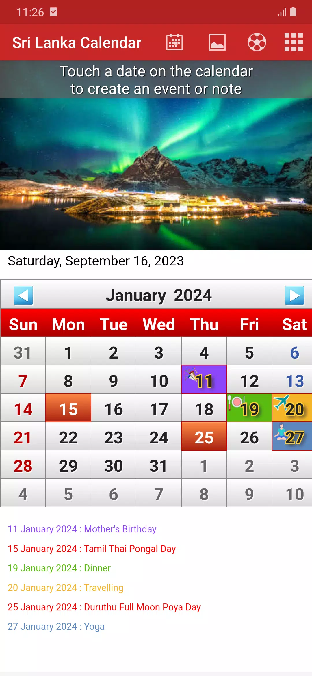 ภาพหน้าจอของ Sri Lanka Calendar 2025