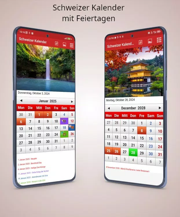 Switzerland Calendar 2023 Screenshots