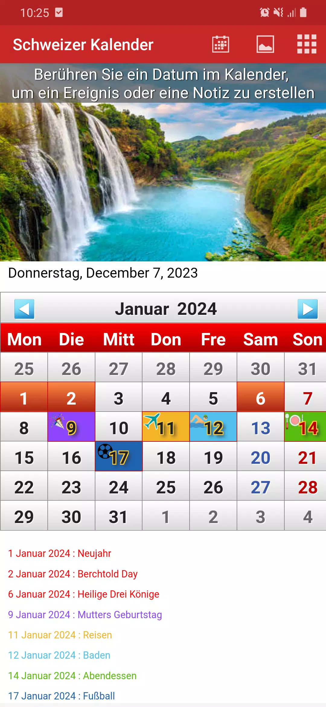 Switzerland Calendar 2023 Screenshots