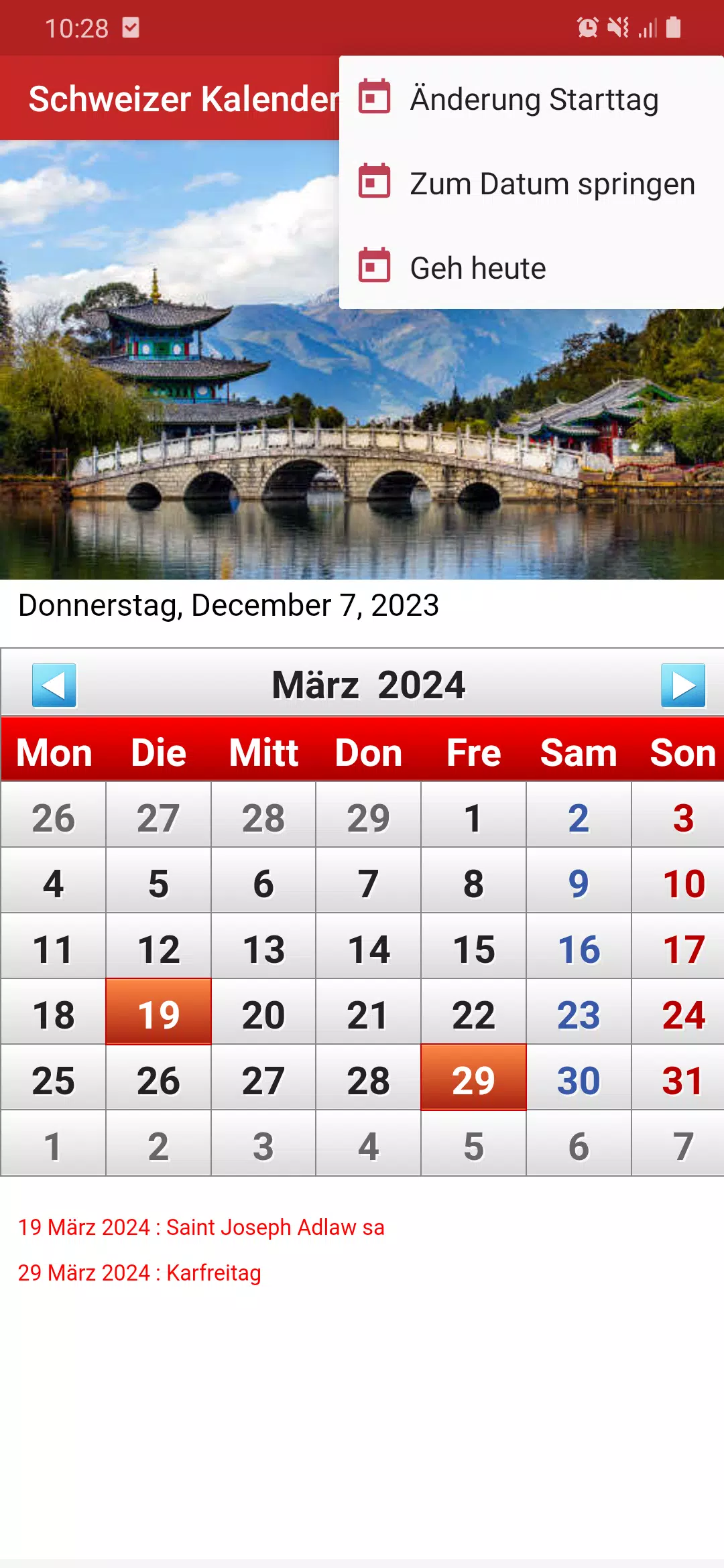 Switzerland Calendar 2023 Screenshots