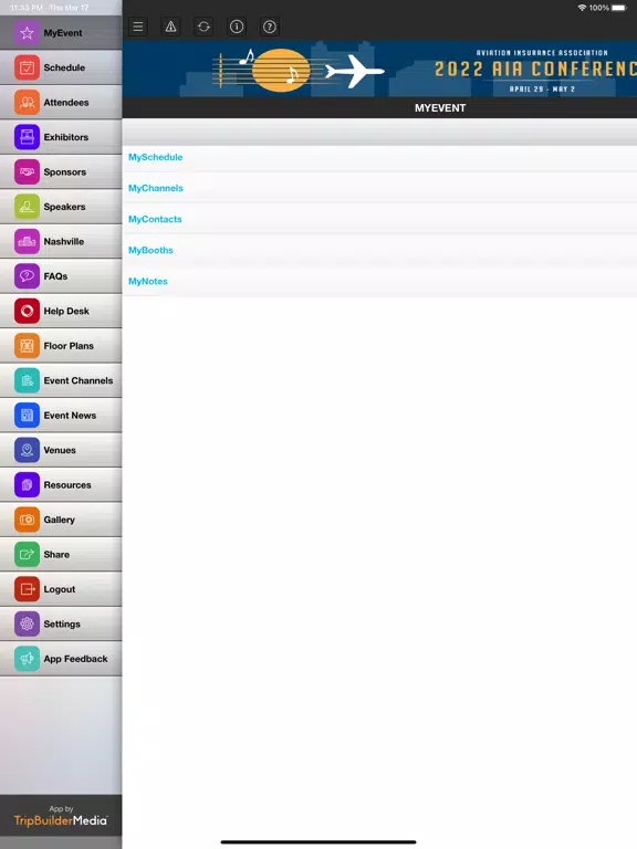 2022 AIA Conference iPad Screenshots
