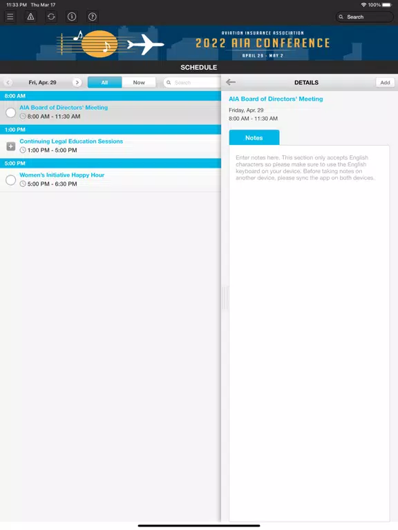2022 AIA Conference iPad Screenshots