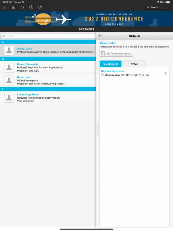 2022 AIA Conference iPad Screenshots