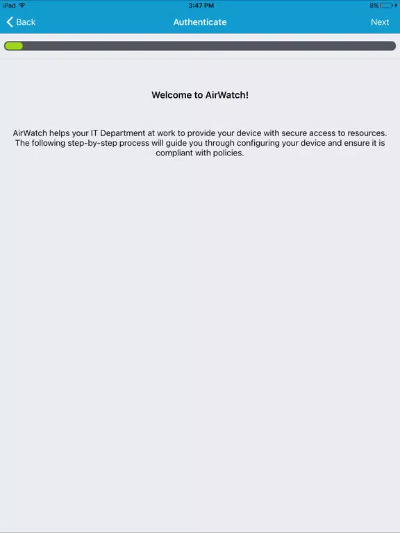 AirWatch Container iPad Screenshots