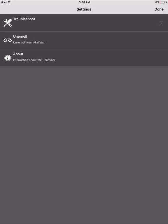 AirWatch Container iPad Screenshots