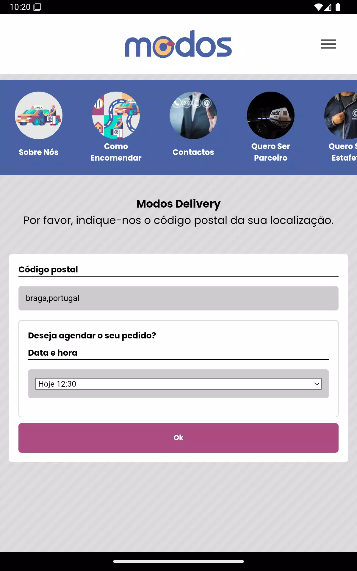 Ảnh chụp màn hình của Modos Delivery