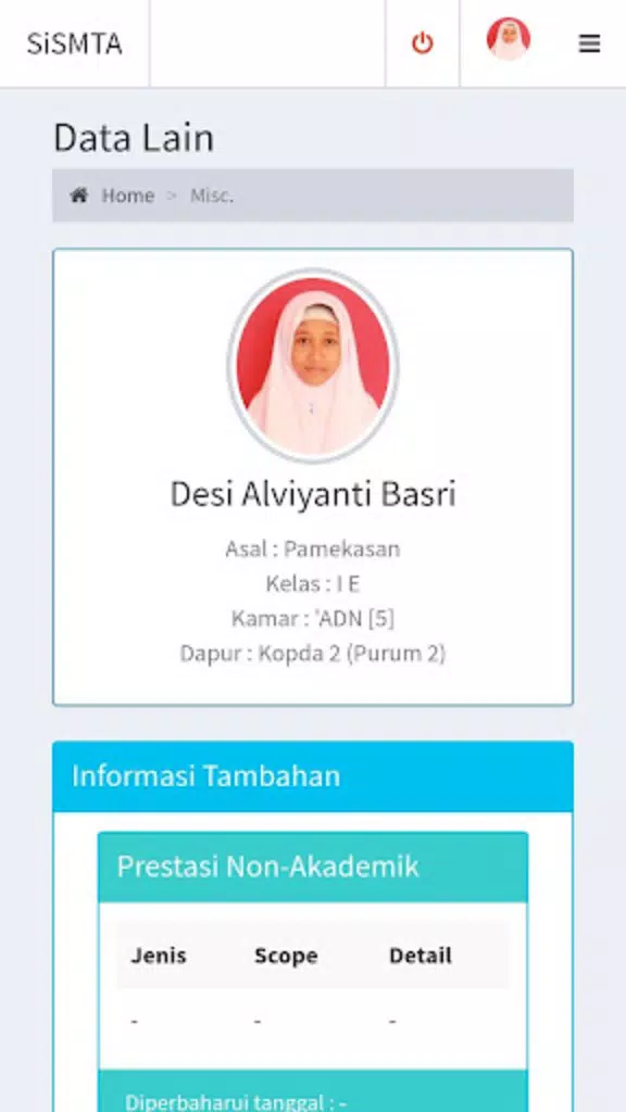 Tangkapan layar SiSMTA