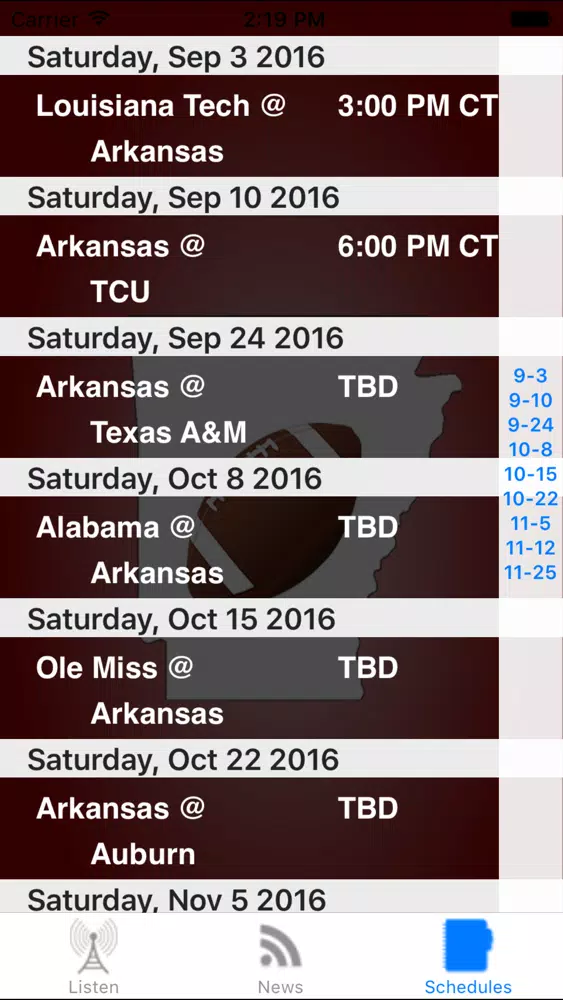 Arkansas Football - Radio, Schedule & News Screenshots