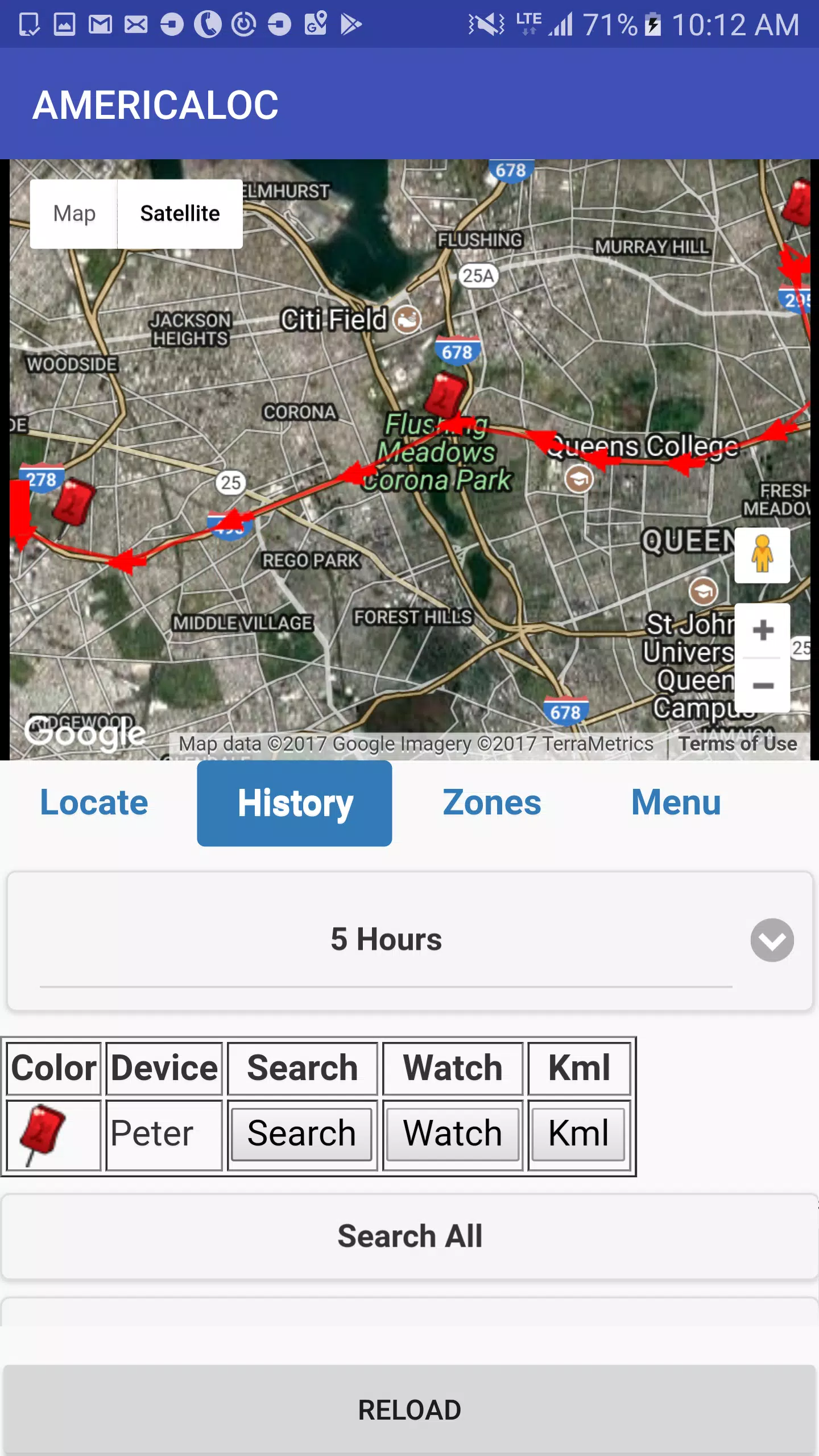 Americaloc Tracking Screenshots