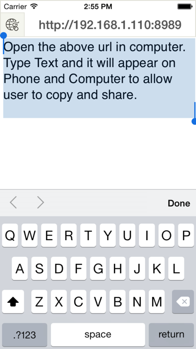 Keyboard Free - for transfer text over wifi Screenshots