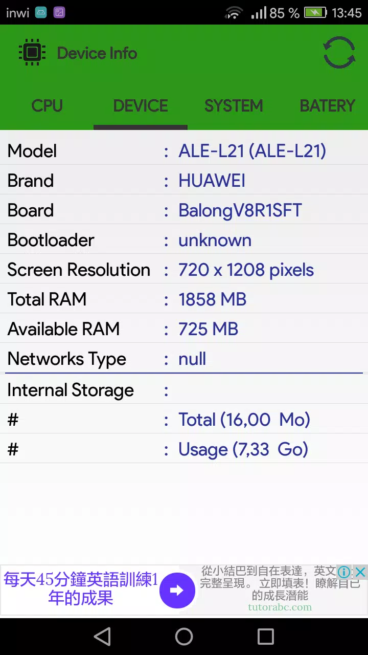 CPU Alpha (Device info) Screenshots
