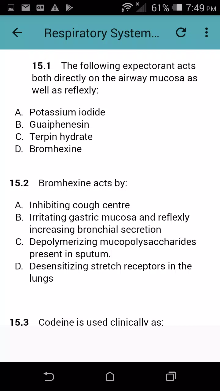 Pharmacology MCQs Screenshots