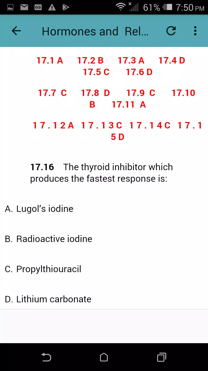 Pharmacology MCQs Screenshots