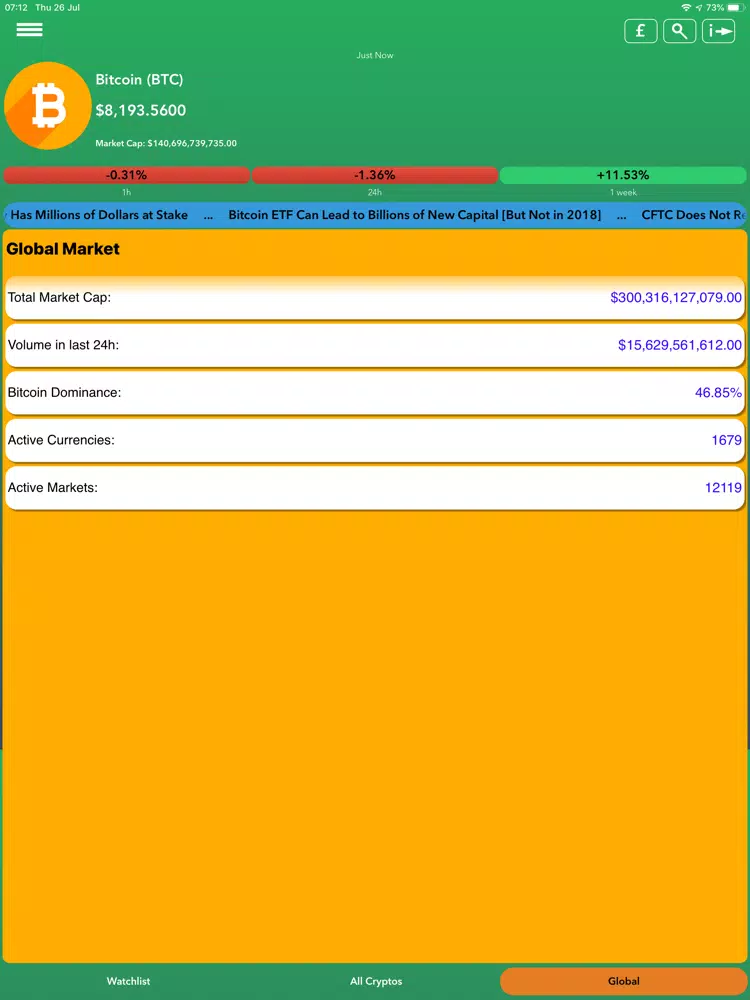 Crypto - Live-Trading Values iPad Screenshots