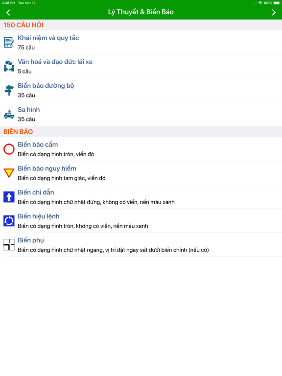 Hướng dẫn ôn thi GPLX hạng A1 iPad Screenshots