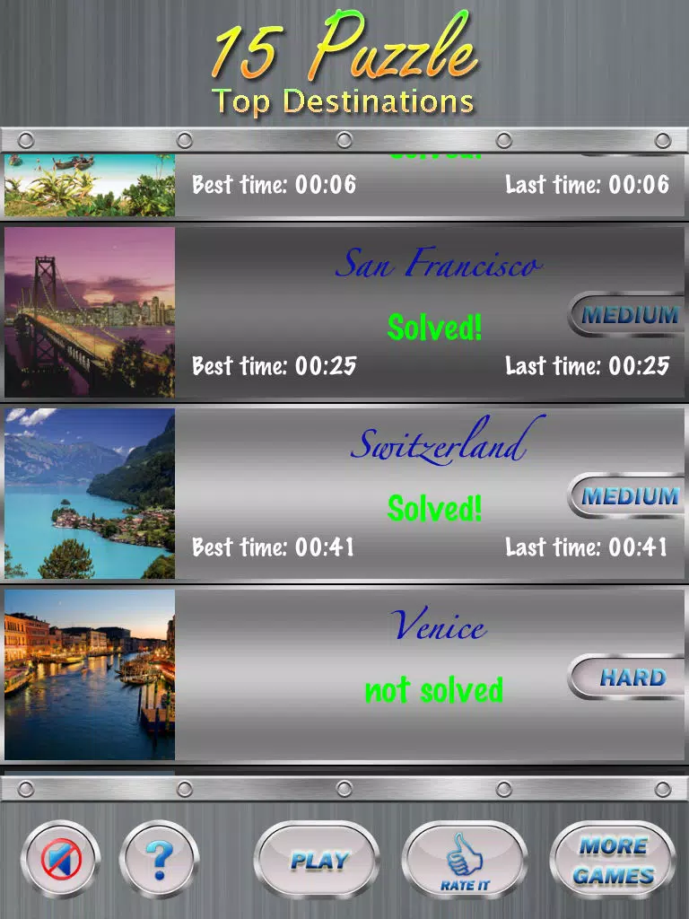 15 Puzzle - Top Destinations HD Free iPad 應用截圖