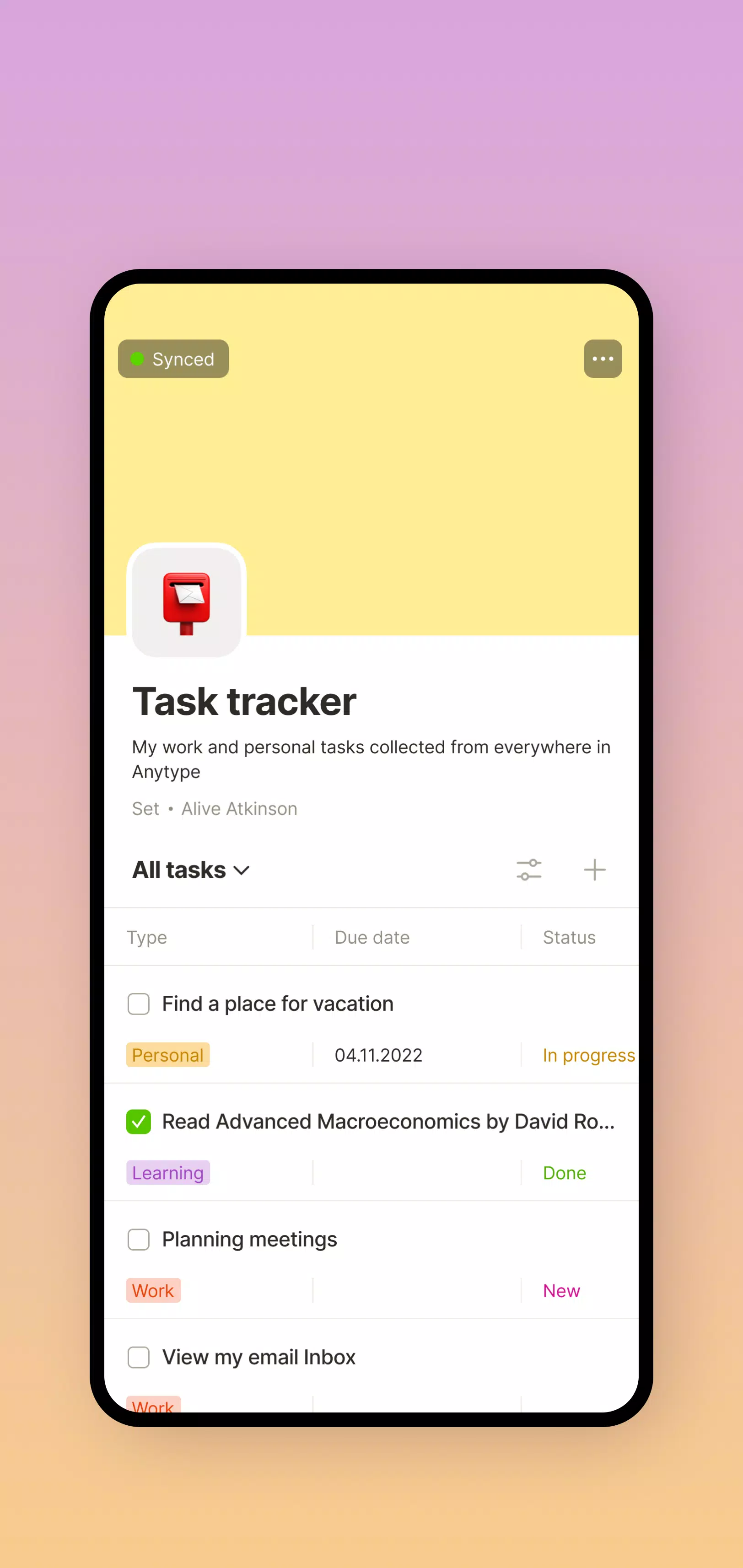 Anytype Legacy Ekran Görüntüleri