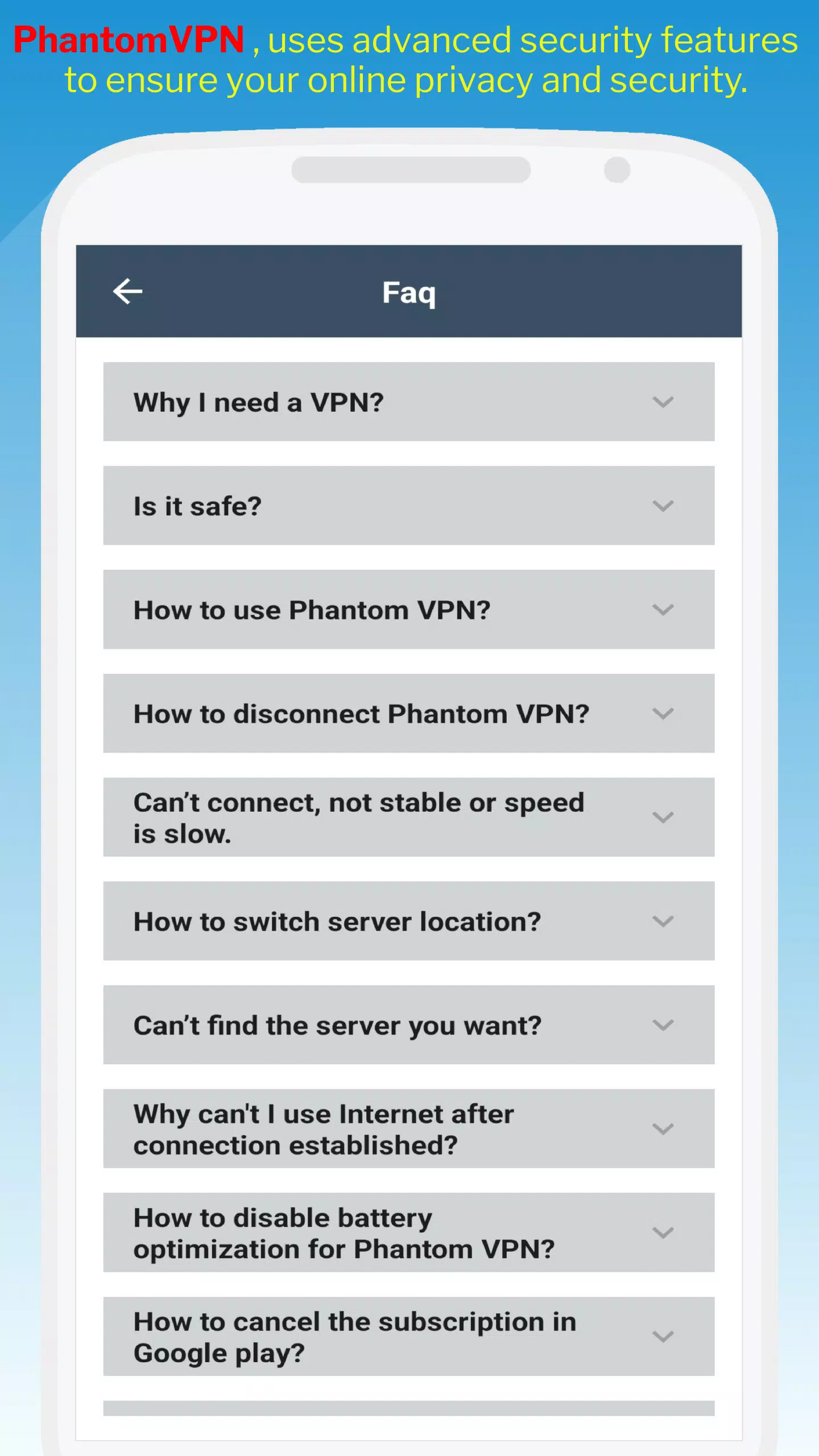 Phantom VPN Screenshots