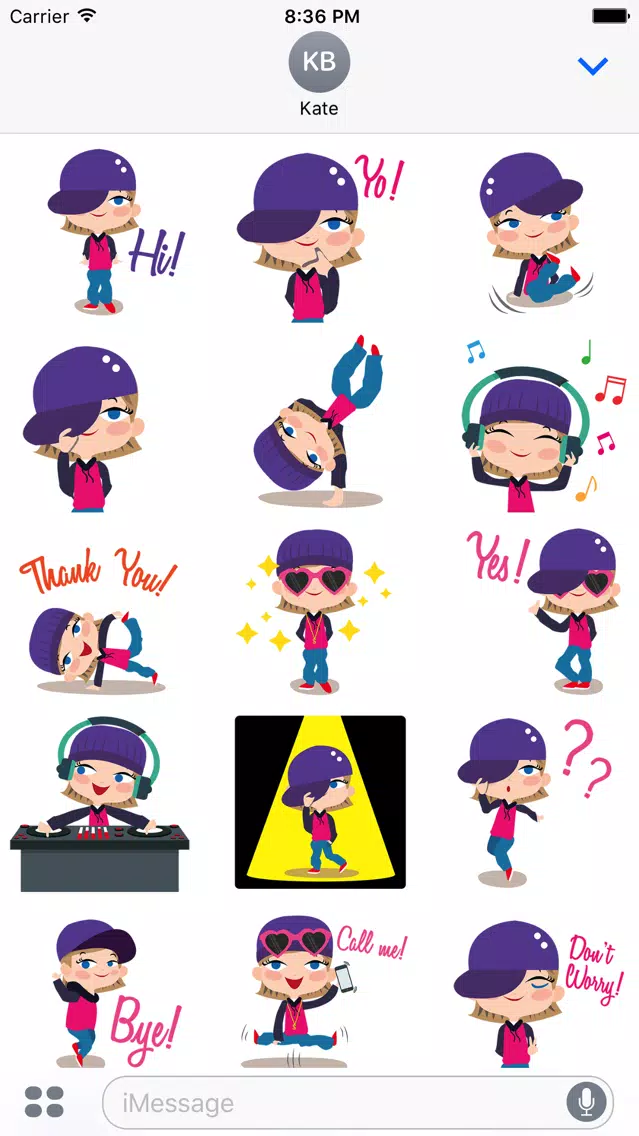 Zrzuty ekranu Animated Hip Hop GIRL Stickers for iMessage