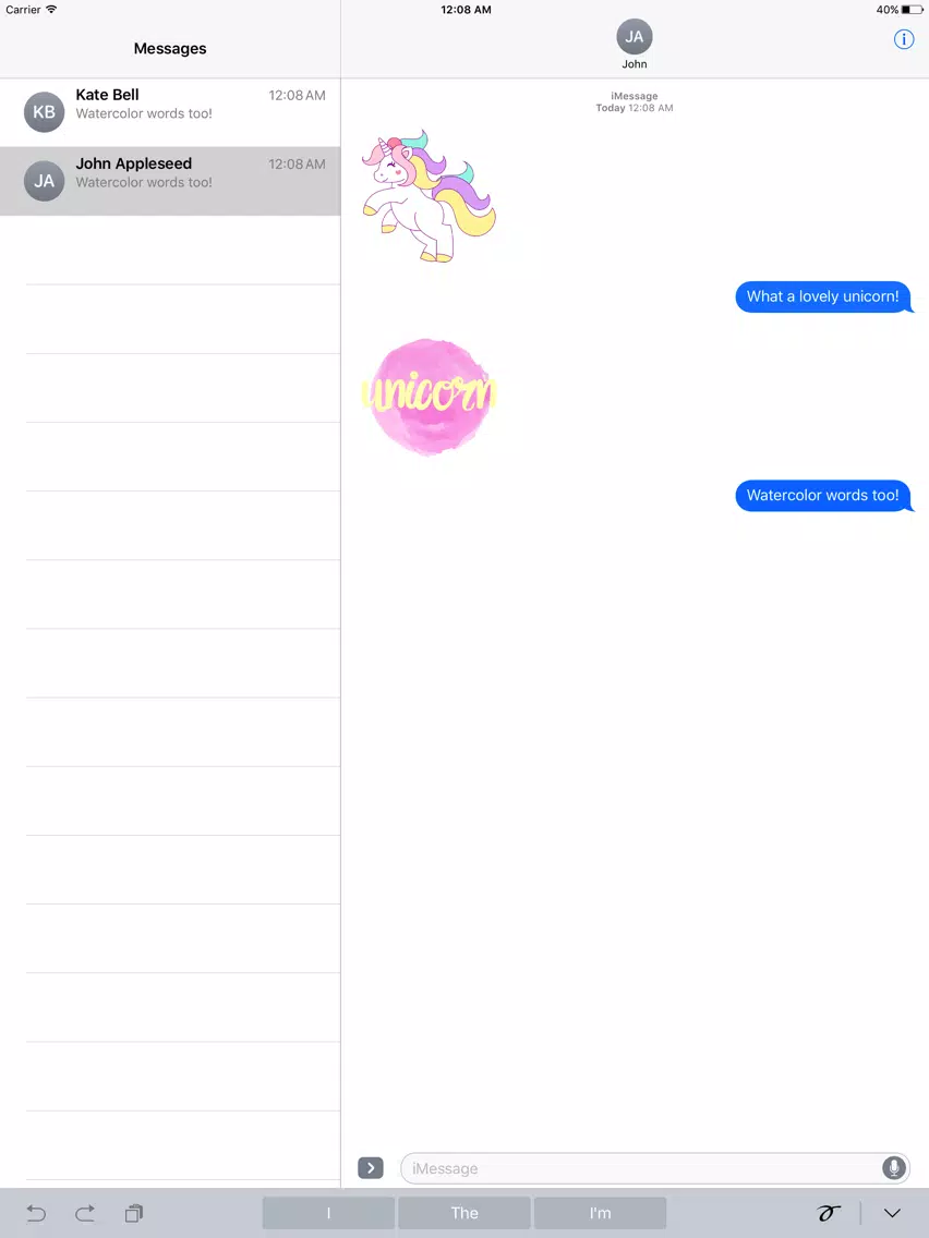 ภาพหน้าจอของ Pastel UNICORN Words Stickers iPad