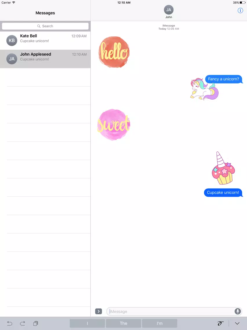 ภาพหน้าจอของ Pastel UNICORN Words Stickers iPad