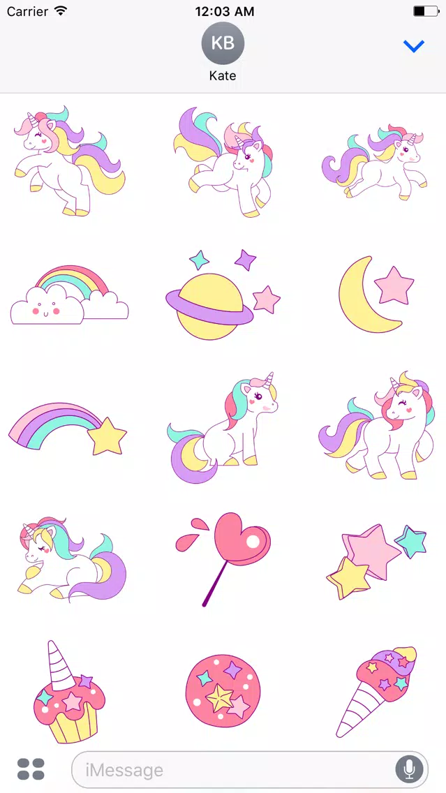 ภาพหน้าจอของ Pastel UNICORN Words Stickers