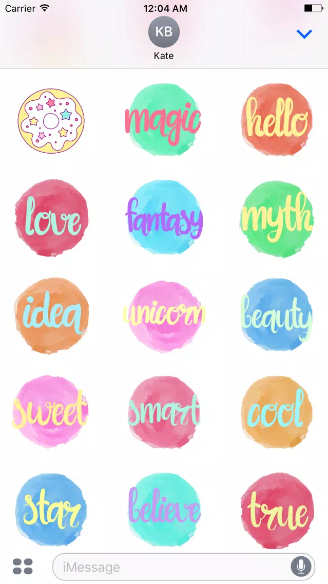 ภาพหน้าจอของ Pastel UNICORN Words Stickers