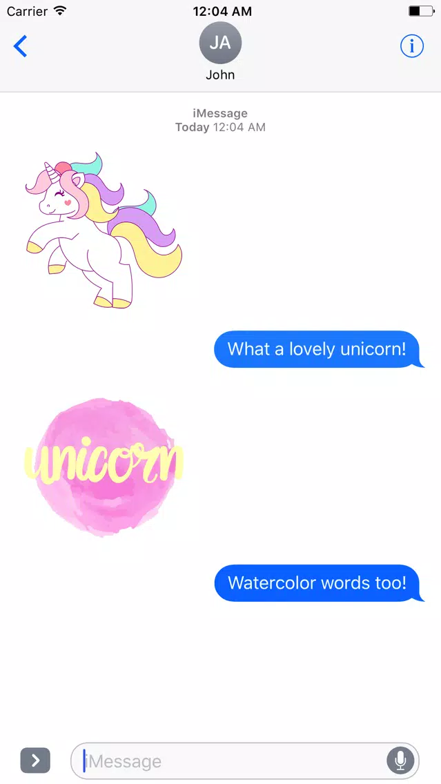 ภาพหน้าจอของ Pastel UNICORN Words Stickers